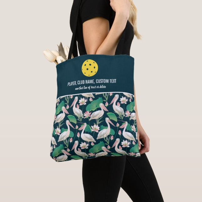 Tropical Pelican Print Custom Pickleball Paddle Tote Bag (Close Up)