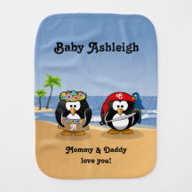 Tropical Penguins Couple Hula Pirate Island Beach