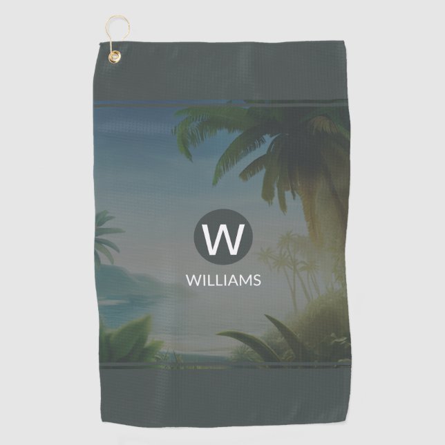 Tropical Personalised Golf Towel (Front)