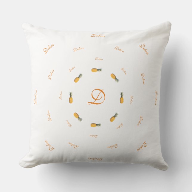 tropical personalised initial monogram - pineapple cushion (Front)