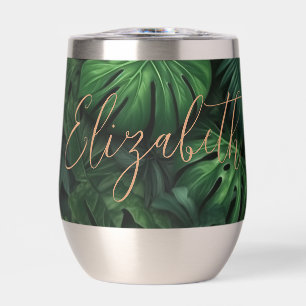 Tropical Personalised Monstera Gold Script Name