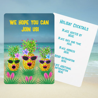 Tropical Personalized Singing Lady Pineapples  Invitation
