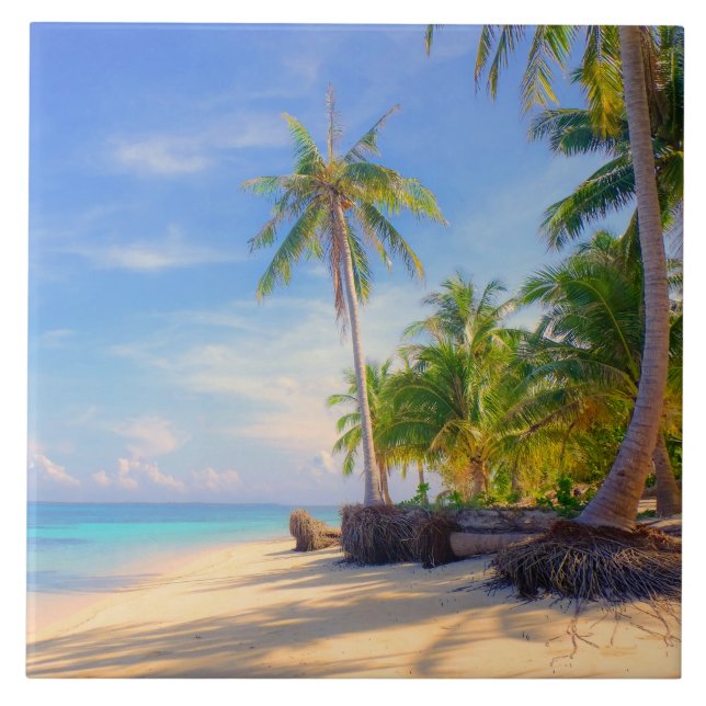 Tropical Philippines Island Beach Palm Paradise Tile (Front)
