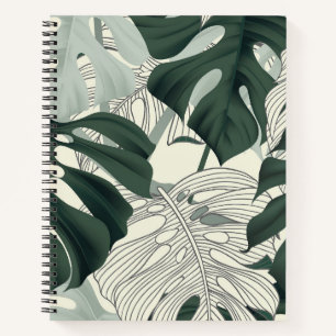 Tropical Philodendren Leaves Notebook