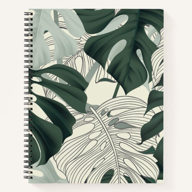 Tropical Philodendren Leaves Notebook (Front)