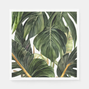Tropical Philodendron in the Style of Jean Triptyc Napkin