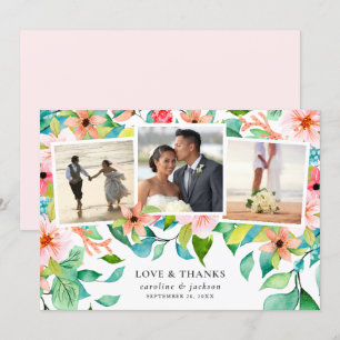 Tropical Photo Collage Wedding Thank You Card