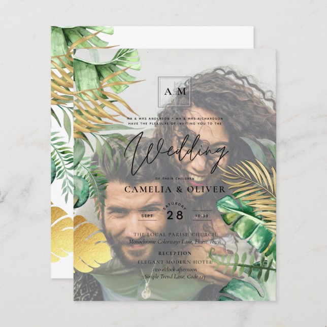 Tropical PHOTO OVERLAY All-in-1 QR Code Wedding (Front/Back)