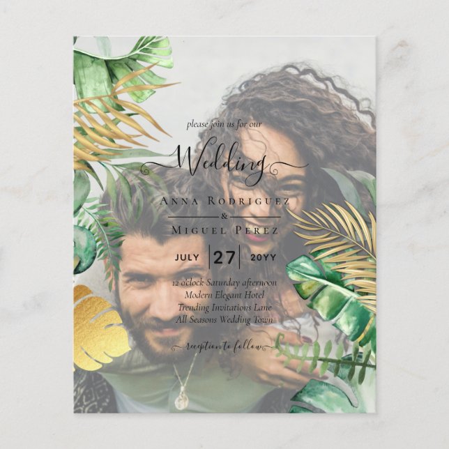 Tropical PHOTO OVERLAY All-in-1 QR Code Wedding Flyer (Front)