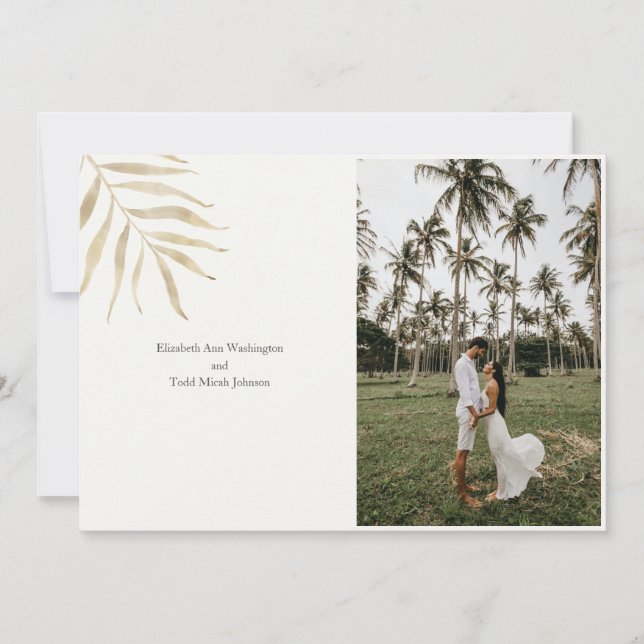 Tropical Photo Watercolor Wedding Invitation (Front)