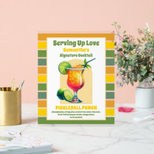Tropical Pickleball Bridal Shower Cocktail Drink Acrylic Sign