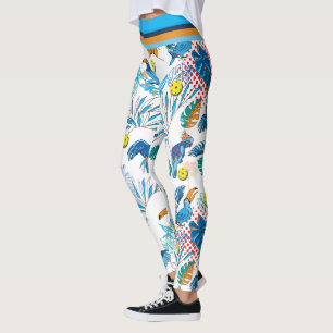 Tropical Pickleball, custom background Leggings