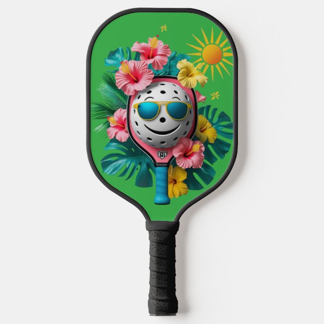 Tropical Pickleball Fun – Cute Kawaii Paddle Desig (Front)
