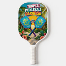 Tropical Pickleball Fun Paddle – Palm Trees & Hibi