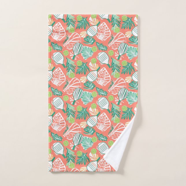 Tropical Pickleball Paradise Hand Towel (Hand Towel)