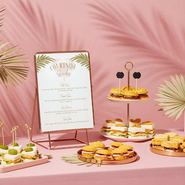 Tropical Pickleball Party Food Appetizer Menu Sign (Tropical Pickleball Party Food Appetizer Menu Sign)