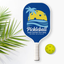 Tropical Pickleball Sun Palm Trees Add Custom Text
