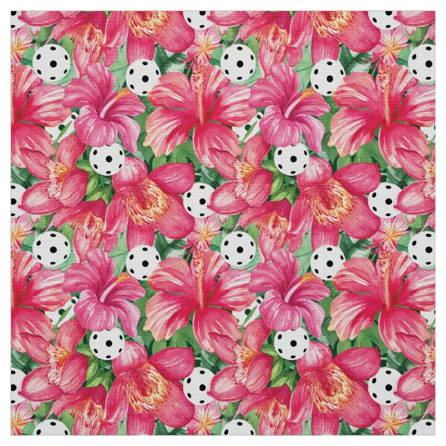 🌺Tropical pickleball with hibiscus Fabric (Swatch)