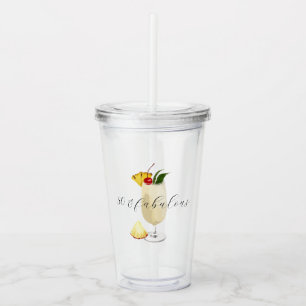 Tropical Pina Colada Cocktail Birthday Party  Acrylic Tumbler