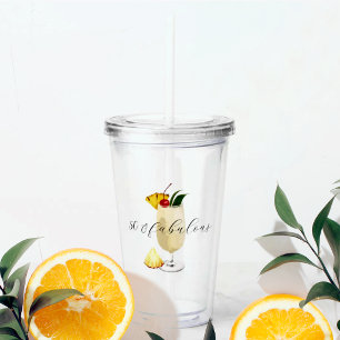 Tropical Pina Colada Cocktail Birthday Party  Acrylic Tumbler