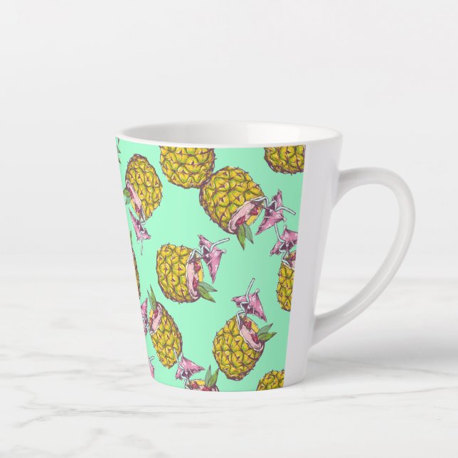 Tropical Piña Colada Pattern –Refreshing Summer Latte Mug (Right)