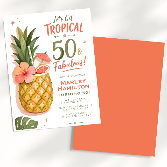 Tropical Pineapple 50 and Fabulous Invitation (Creator Uploaded)