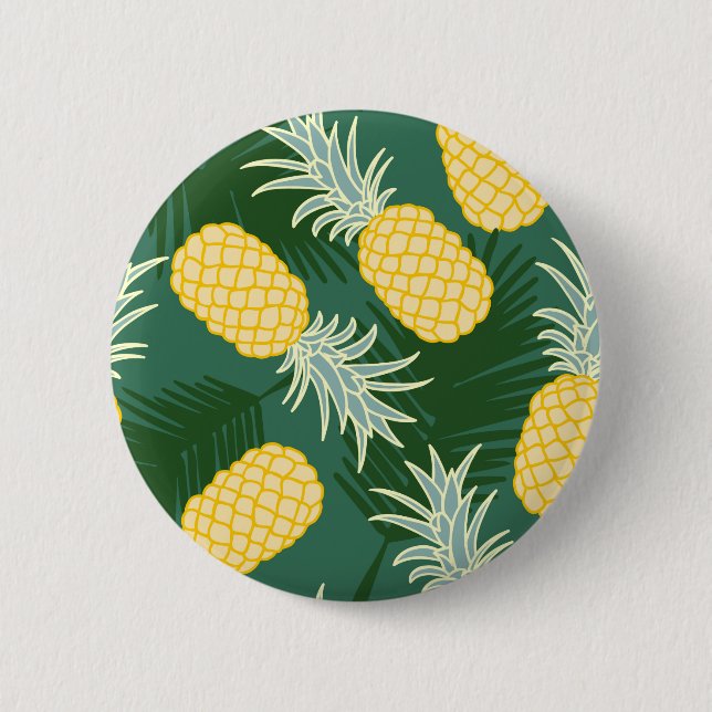 Tropical pineapple 6 cm round badge (Front)