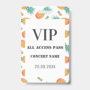 Tropical Pineapple All VIP Access Concert Party  ID Badge