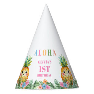Tropical Pineapple Aloha Kids 1st Birthday Party Hat