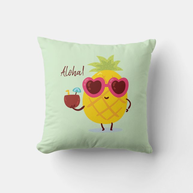 Tropical Pineapple Aloha Luau Decor Pillow (Front)