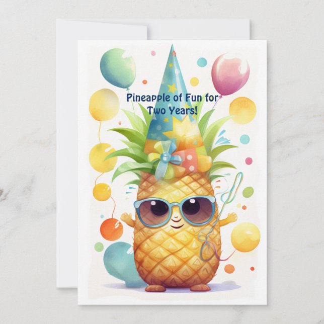 Tropical Pineapple Anniversary Birthday Card (Front)
