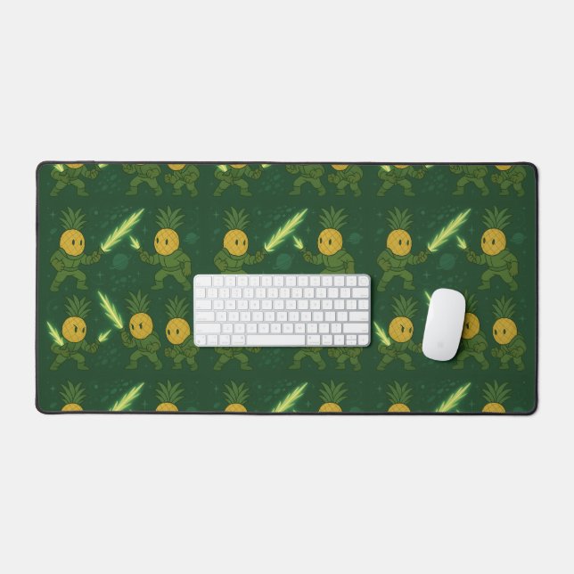 Tropical Pineapple Astronaut with Glowing Swords Desk Mat (Keyboard & Mouse)