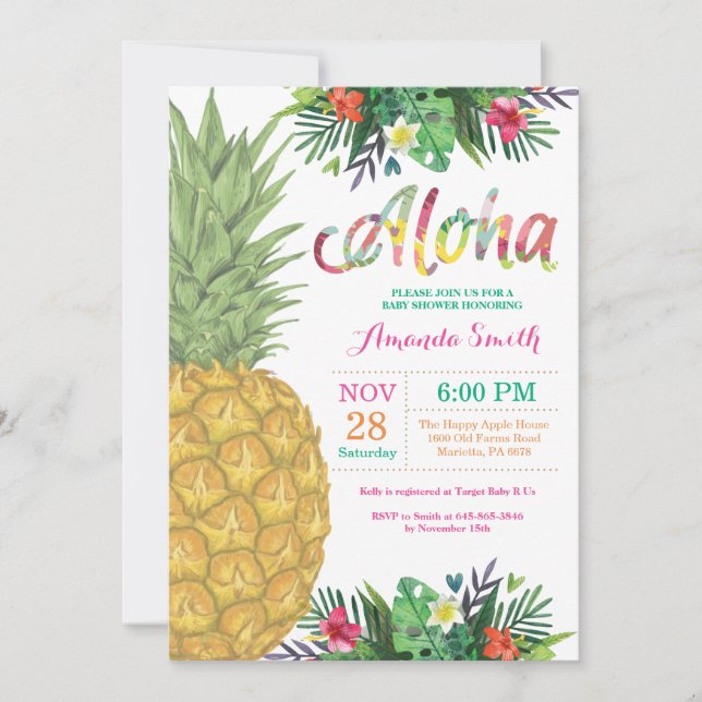 Tropical Pineapple Baby Shower Invitation (Front)