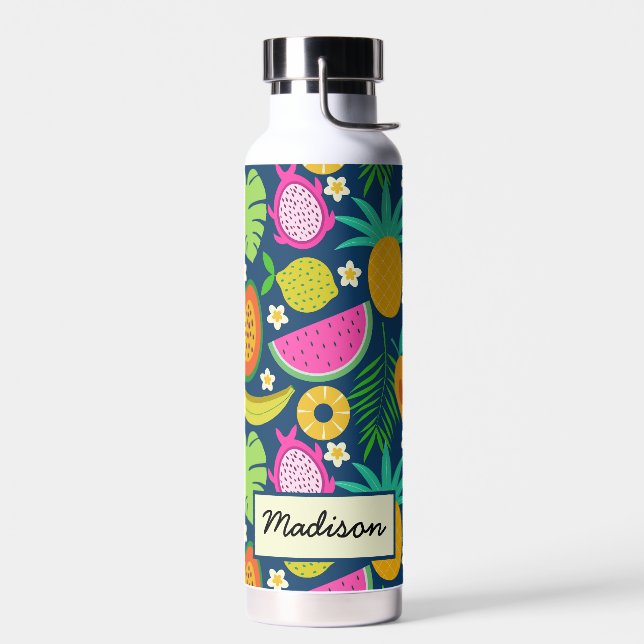 Tropical Pineapple Banana watermelon Fruits Custom Water Bottle (Left)