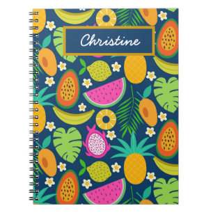 Tropical Pineapple Banana watermelon Fruits Notebook