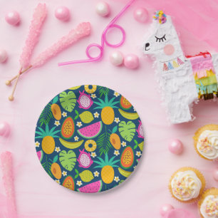 Tropical Pineapple Banana watermelon Fruits Paper Plate