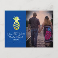 Tropical Pineapple Blue Save the Date Photo