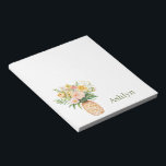 Tropical Pineapple Blush Yellow Floral Notepad<br><div class="desc">Tropical Pineapple Blush Yellow Floral Name</div>