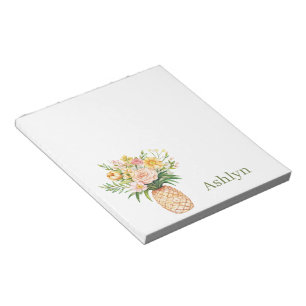 Tropical Pineapple Blush Yellow Floral Notepad