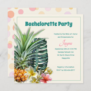 Tropical Pineapple Bouquet Bachelorette or Shower Invitation