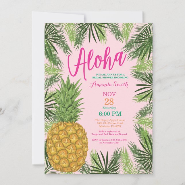 Tropical Pineapple Bridal Shower Invitation (Front)