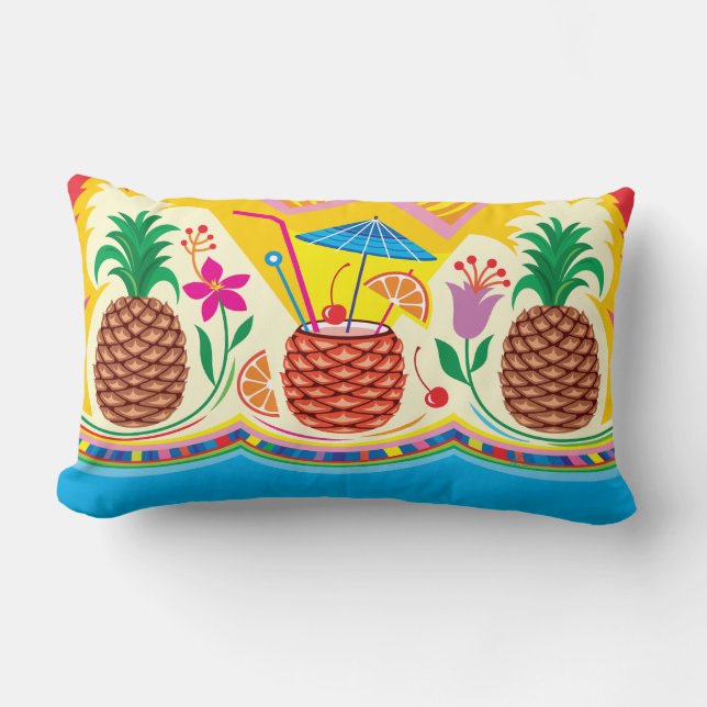 Tropical Pineapple Cocktail Lumbar Cushion (Front)