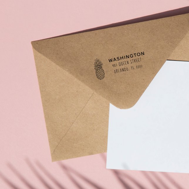 Tropical Pineapple Custom Name Return Address Self-inking Stamp (Creator Uploaded)