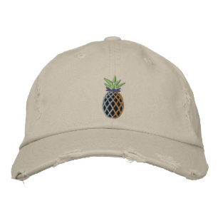 Tropical Pineapple Embroidery Graphic on Embroidered Hat