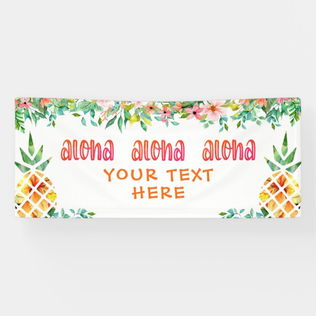 Tropical Pineapple Floral ALOHA Personalised Banner (Horizontal)