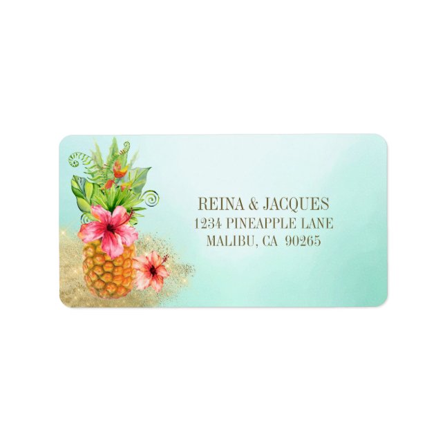 Tropical Pineapple Floral Bouquet Return Address Label (Front)