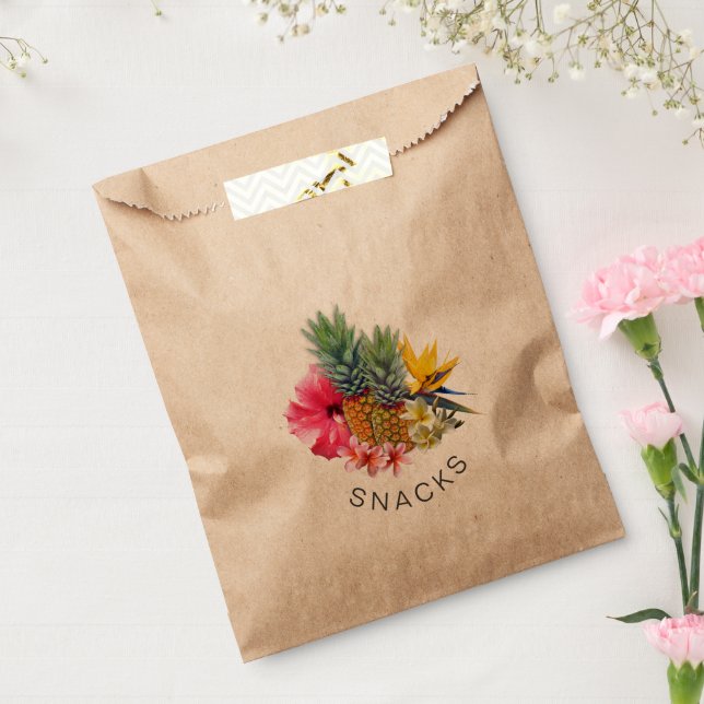 Tropical Pineapple Floral Snack Favour Favour Bags (Sealed)