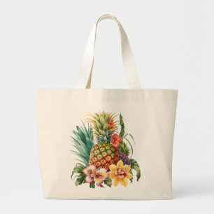 Tropical Pineapple Fruit  Large Tote Bag
