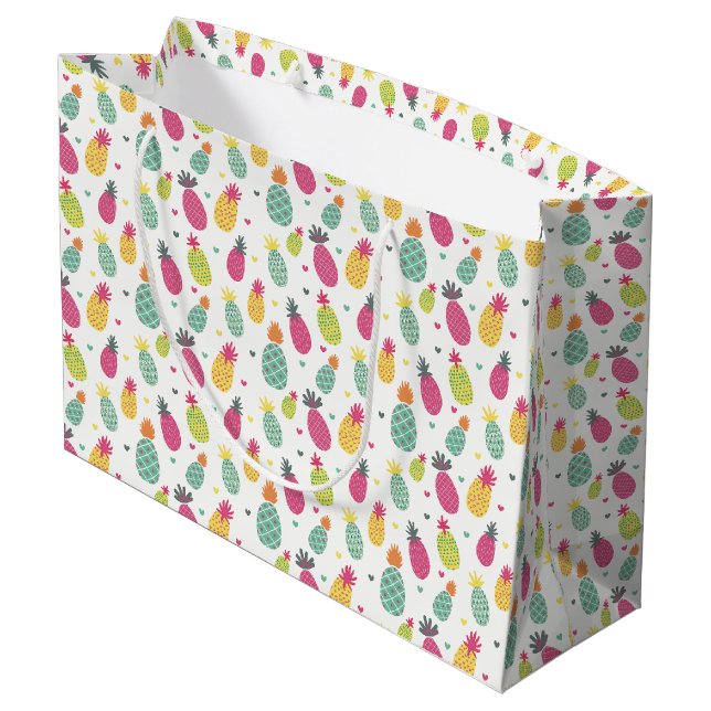 Tropical Pineapple Fruit pattern Large Gift Bag (Back Angled)