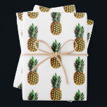 Tropical pineapple fruit photo pattern Christmas Wrapping Paper Sheet<br><div class="desc">Tropical pineapple fruit photo pattern Christmas Wrapping Paper Sheets. Fun gift wrap for the Holiday and more. Matte and glossy options. Cool prints for wrapping up presents and party favours. Set of three. White or custom background colour.</div>